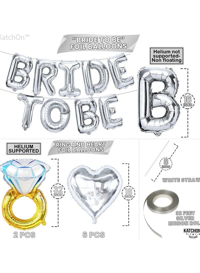 KATCHON Silver Bride To Be Balloons Set - Pack of 17 | Silver Bachelorette Party Decorations | Bride Balloons Bachelorette | Bridal Shower Decorations | Bachelorette Balloons, Bride To Be Decorations - Image 3